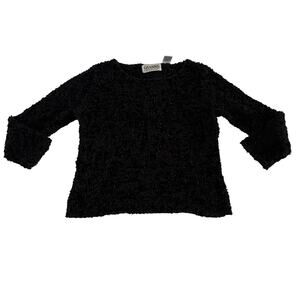 Vtg Y2K 2000s Black Textured Fuzzy Sweater Sz M Whimsygoth Fairy Grunge Silk